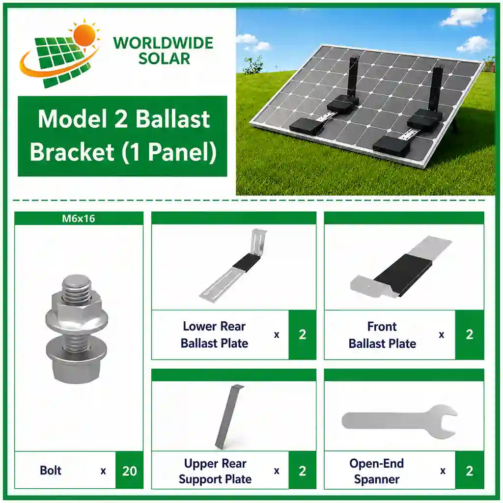 Worldwide Solar Model 2 – 20° ZAM Ballast Mounting System – Full Container